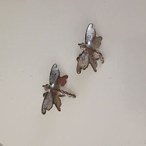 Vinyage Sterling Silver Butterfly / Dragonfly Screw On Earrings - Pair